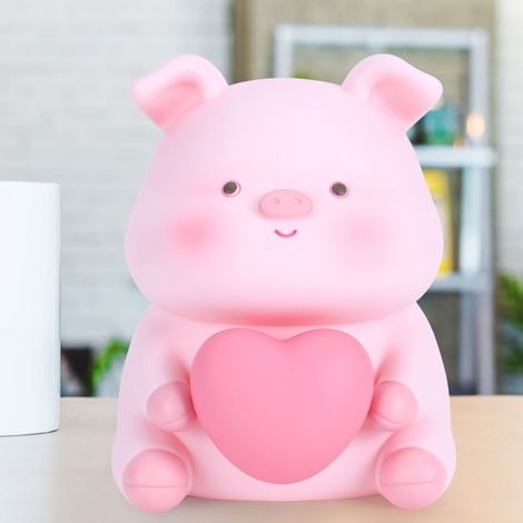 Veilleuse tirelire cochon lumineuse - Cadeau original pour les filles, les meilleures amies, les camarades de classe - Tirelire cochon lumineuse (Type A) (1/5)