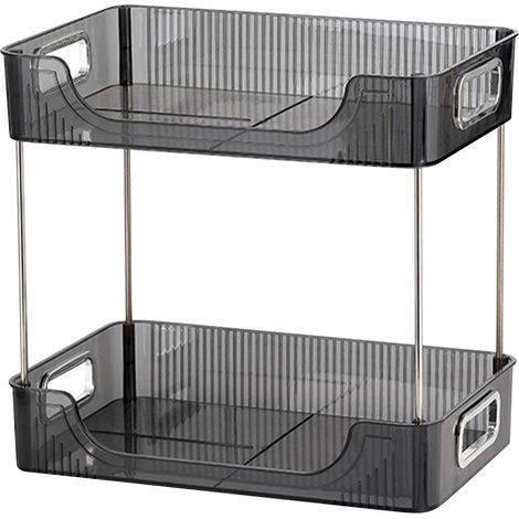Organiseur de bureau à 2 niveaux, étagère de rangement moderne et spacieuse, gris, pour bureau, chambre ou maison. (1/5)