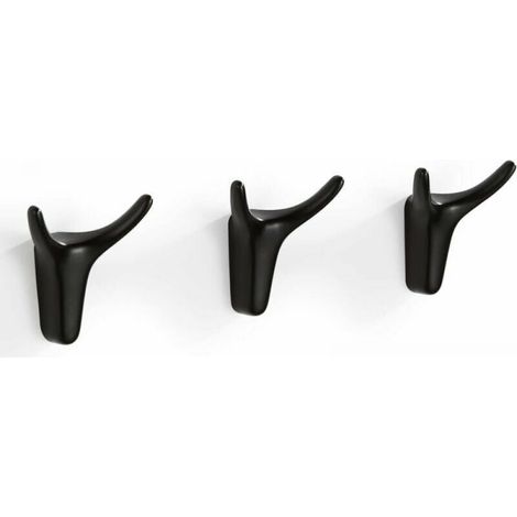 Black Wall Hooks, 3 Pieces Towel Hooks Adhesive Hooks, Horn Design Coat Hooks for Bathroom & Kitchen Decoration (1/5)