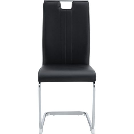 Set de 4 sillas de comedor negras de PU con estructura metálica y diseño moderno (1/5)