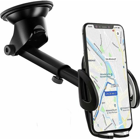Support téléphone voiture tableau de bord 2 en 1, rotation 360°, ventouse pare‑brise – DELKEVIC (1/5)