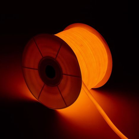 LED-Streifenrolle Neon Dimmbar 220V 50m Orange Rund 360 9W/m Schnitt 100cm IP67 Orange