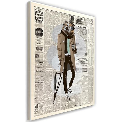 Tableau sur toile Journal rétro Hipster chien 40x60