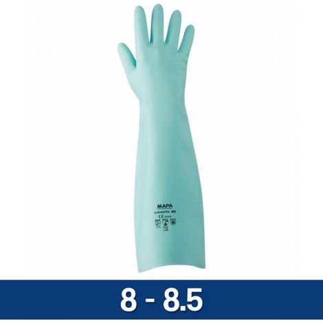 GUANTI LAVORO MAPA ULTRANITRIL 480 IN NITRILE GUANTO VERDE LUNGHI 46 CM (33788V) 8 - 8.5 (35602)