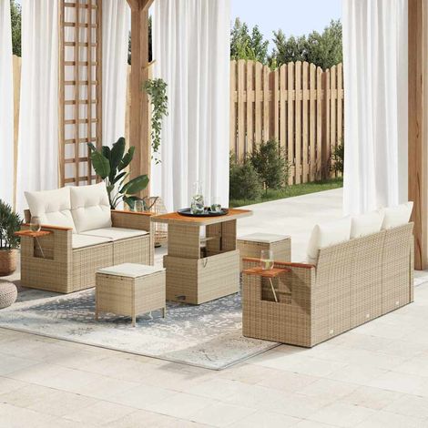 Garten-Sofa-Set mit Kissen 8 pcs Beige und Creme vidaXL (1/5)