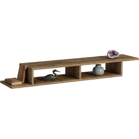Mueble de TV Ivrea, 2 compartimentos, Soporta 40 kg, Instalación suspendida, 120x30x18h cm, Roble Marrón