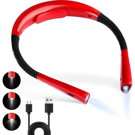 Lampe de lecture tour cou rechargeable par USB, double cellule, 3 (1/5)