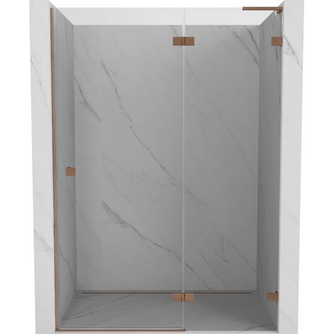 Mexen Lunar L porte de douche pivotante droite 140 cm, transparent, cuivre brossé - 834L-140-000-65-00-P (1/5)