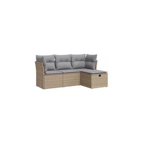 Salon de jardin avec coussins 4 pcs beige résine tressée (1/5)
