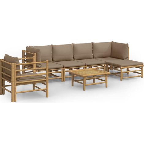 Maison Exclusive - Set Salotto da Giardino 7pz con Cuscini Tortora Bambù