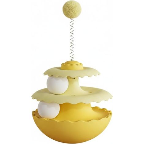 Jouet culbuteur pour chat, jouet interactif auto-redressement en plastique PP durable, 1 pièce, jaune (1/5)