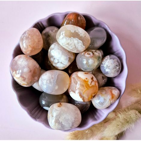 Galets en Agate Fleur de Cerisier Pierres Roulées pour Méditation et Lithothérapie Rose 3-6 cm - PANGIVO (1/2)
