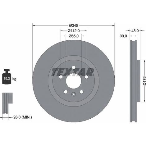Lot de 2 Disques de frein TEXTAR 92355103 MG 10893373