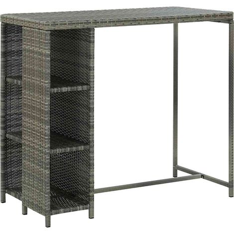 Set da Bar da Giardino 5 pz  Salotto da Giardino con Cuscini in Polyrattan Grigio (1/5)