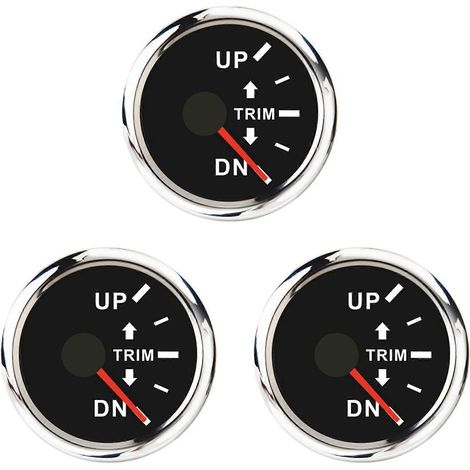 3 indicadores digitales de trim marino de 52 mm, universales, con señal de equilibrio, retroiluminación roja y alarma, color negro, lado derecho. (1/3)