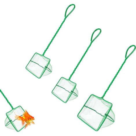 3 Pièces Épuisette Aquarium, Maille Fine Nylon, 2 Tailles Vert, Pour Réservoir Poissons Étang