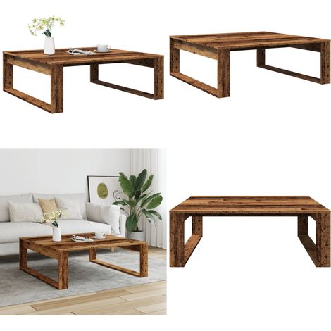 vidaXL Table basse vieux bois 100x100x35 cm bois d'ingénierie (1/5)