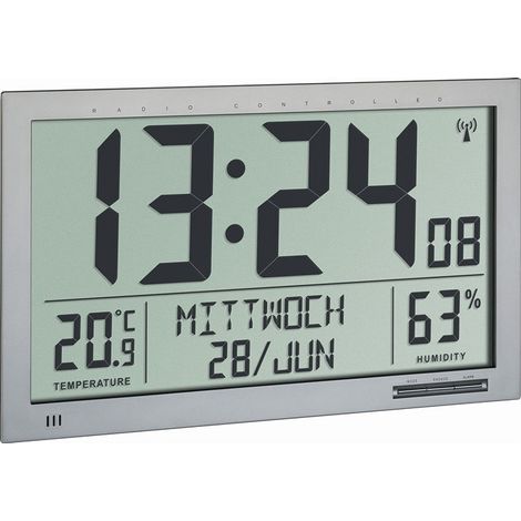 TFA Dostmann Reloj de Pared Digital Plata XL (1/4)