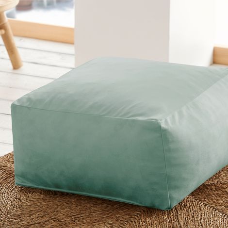 SACASA - Pouf carrée PALAU - Assise velours vert 50x50 cm (1/3)