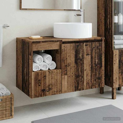 vidaXL Bathroom Furniture Set 2 pcs Old Wood Engineered Wood (1/5)