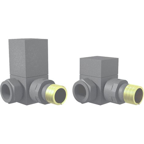 Heatwave Square Basalt Grey Corner Radiator Valves Pair (1/2)