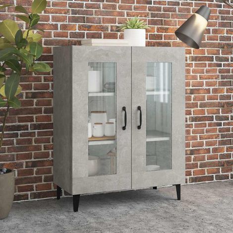 Buffet - Armoire de rangement Enfilade Gris béton 69,5x34x90 cm Bois d'ingénierie BV803857 - BonneVie (1/5)