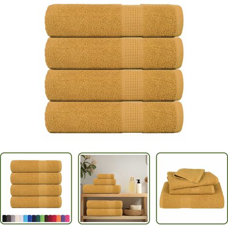 vidaXL Baumwollhandtuch - Duschtücher FROGN 4 Stk. Gold 70x140 cm 360 g/m² (1/5)