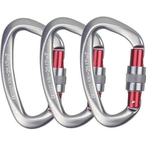 Kletterkarabiner mit automatischer Verriegelung, professioneller 25 kN (25500 kg) Hochleistungs-Karabiner in D-Form zum Abseilen, Schaukeln, Rettungs- und Fitnessstudios usw., großer Karabiner, Gun Gr (1/5)
