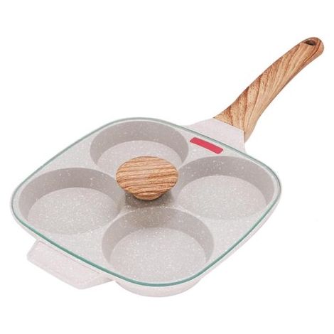 Sartén para huevos con tapa, Sartén antiadherente de aluminio, Placas de inducción, Sartén multifuncional para desayunos, Placas de gas (1/5)