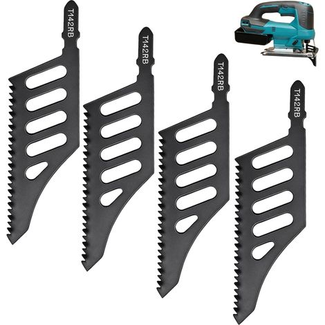 4pcs Curved Jigsaw Blades T142HB Flush T-Shank Wood Blades Compatible with 11 TPI, Jigsaw Blade for DIY Projects, Wood Fiber, Softwood and Contr (1/5)