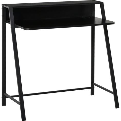 Computertisch Stilvoller Schreibtisch Mit Ablage & Kabelmanagement, Metall, Schwarz, 84X45X85Cm