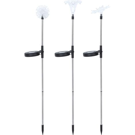 Un ensemble de 3 lampes solaires LED à couleurs changeantes, adaptées à la décoration des jardins, terrasses et patios extérieurs. (1/5)