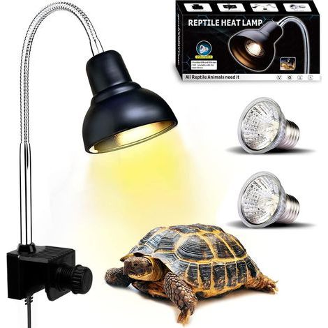 Wärmelampe für Reptilien, 2 UVA/UVB-Lampen, 360°-Clip, für Schildkröten, Schlangen und Echsen (1/5)
