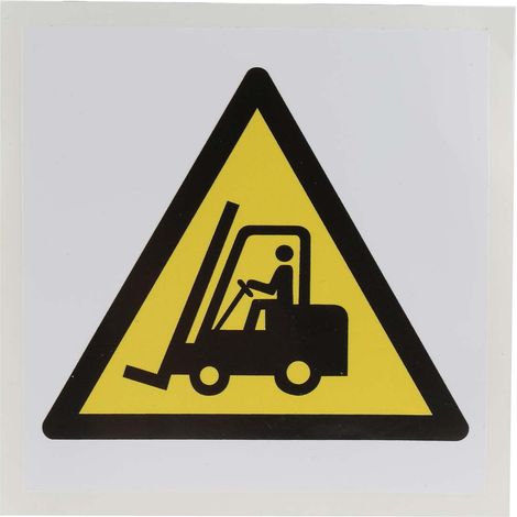 Panneau de danger, avec pictogramme : Danger, chariots élévateurs et autres véhicules industriels " " , Auto-adhésif  ( Prix pour 1 )