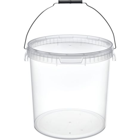 Garronda Seau avec Couvercle 20 L pour Le Stockage de Produits Alimentaires et Chimiques 5 Pièces Transparent GD-0072