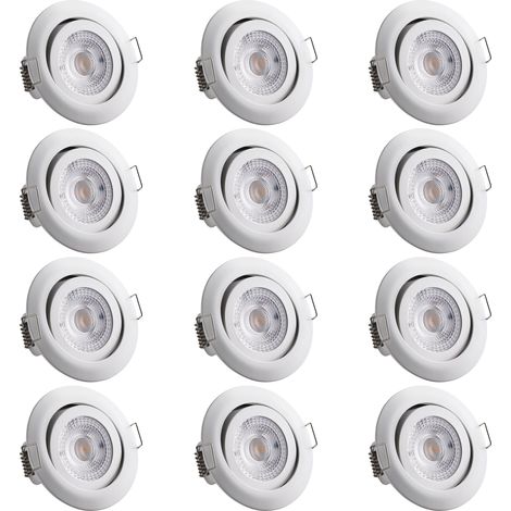 Monzana Einbaustrahler 6er Set LED Flach 68mm Dimmbar Schwenkbar Warmweiß 3000K Rund 230V Spots Deckenspots Einbauleuchten Deckenstrahler Lampe 12er Set Weiß