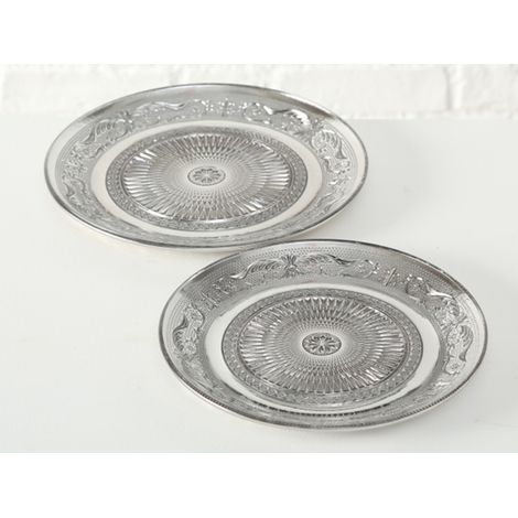 Set di 2 piatti decorativi in vetro con rilievi, piatti da dessert decorativi, 2 pezzi.