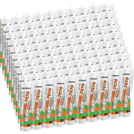 DEN BRAVEN Pack de 100 Mastics silicone neutre bâtiment 7070 Plus Translucide 300ml