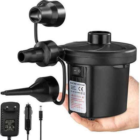 Pompe À Air Électrique 2 En 1 - Pour Matelas Gonflable Camping - 3 Embouts Inclus - Alimentation Secteur Et Voiture - 1 Pièce (1/5)