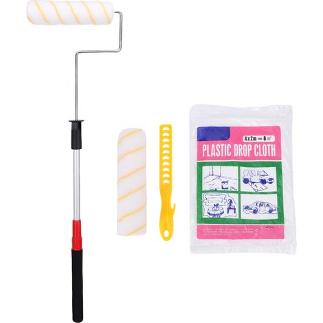 Kit de rouleau à peinture télescopique de 23 cm avec poignée ergonomique et hauteur réglable, portable, pour la peinture murale à domicile (1/5)