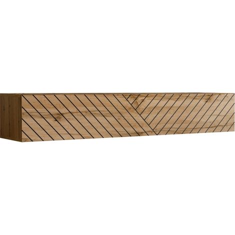 Banc TV Mural Design "Switch Lamel" 180cm Naturel Rainuré (1/5)
