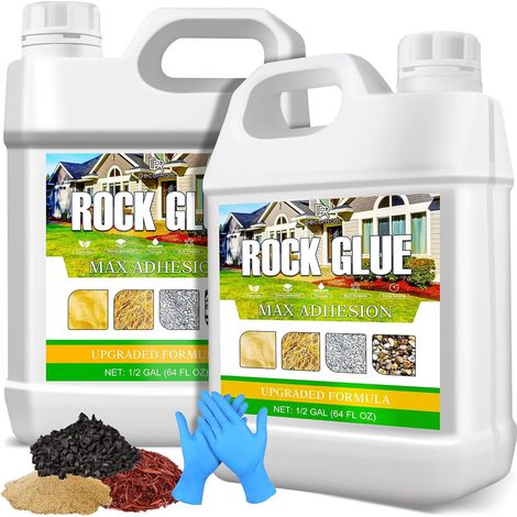 Colle à Gravier Extérieur 4L - Liant pour Gravier Prêt à l'Emploi - Fixation Permanente Cailloux/Écorces/Pierres - Pour Allées Jardin, Bordures et Aménagement Paysager - Résistant aux Intempéries (1/5)