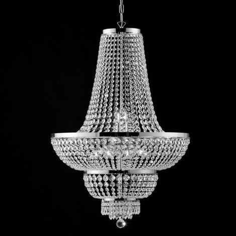 Araña imperial de hierro y latón cromado con diez luces 65x h95 cm