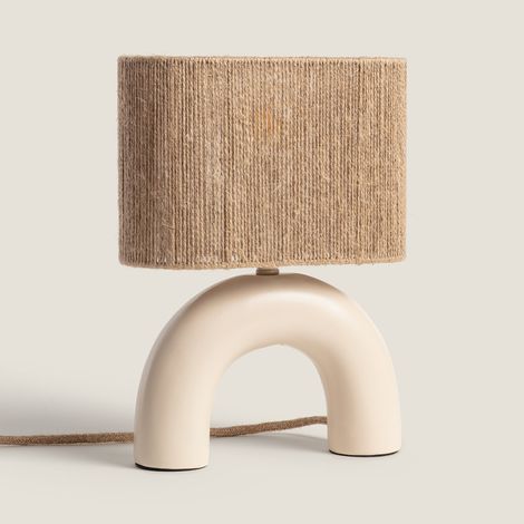 Lampada da Tavolo Ceramica e Corda Naturale Callie Beige