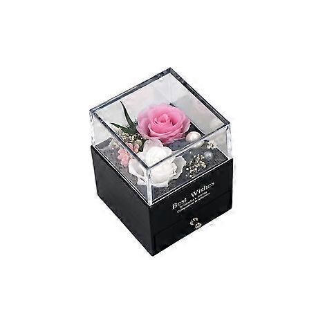 Schmuckkästchen mit natürlichen, ewigen Rosen, konservierte Blumen, Valentinstag-Verlobungsring für C, Rosa (Pink)