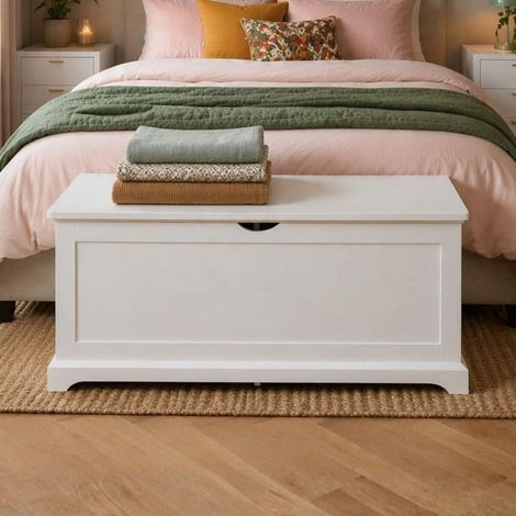 Bromwell Wooden Storage Box Blanket Box Bedroom Storage Chest White - White (1/5)
