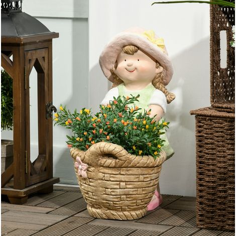 Statua da giardino 20x30x40 cm multicolore in ossido di magnesio con fioriera integrata resistente alle intemperie (1/5)