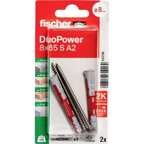 Tasselli Duopower 8x65 S A2 2 pz. FISCHER 543796 (1/2)