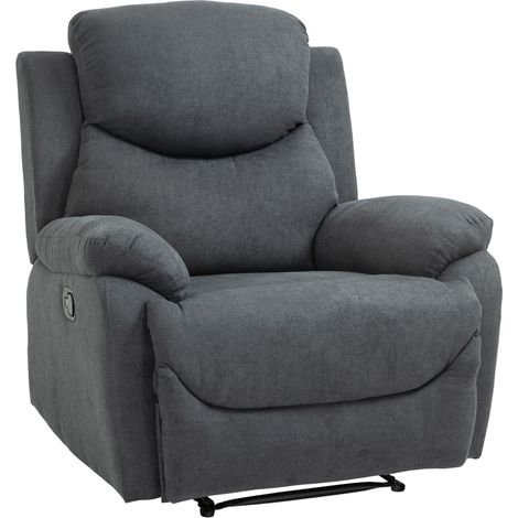 Poltrona ergonomica relax manuale in tessuto, reclinabile a 150° con poggiapiedi, ideale per casa e ufficio, 93x88x102 cm, grigio scuro.