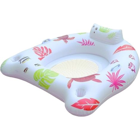Aleta de natación inflable para asiento de piscina, con luces LED, para vacaciones de verano, viajes y momentos de relax. (1/5)